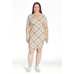 No Boundaries Junior's Plaid Polo Dress Large‎ NWOT